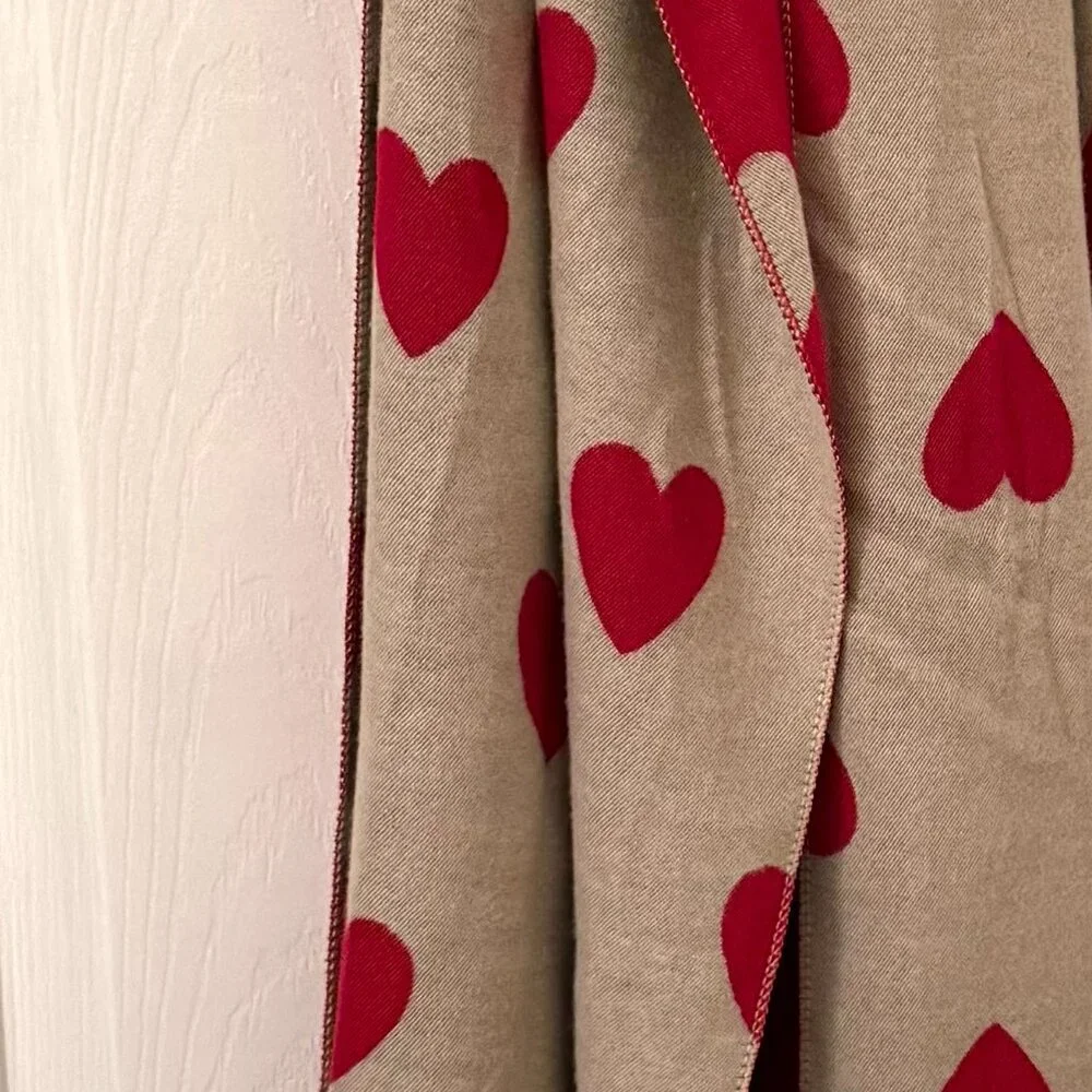 New Steve Madden Long Red Taupe Heart Scarf Wrap Shawl With Tags - Picture 11 of 11